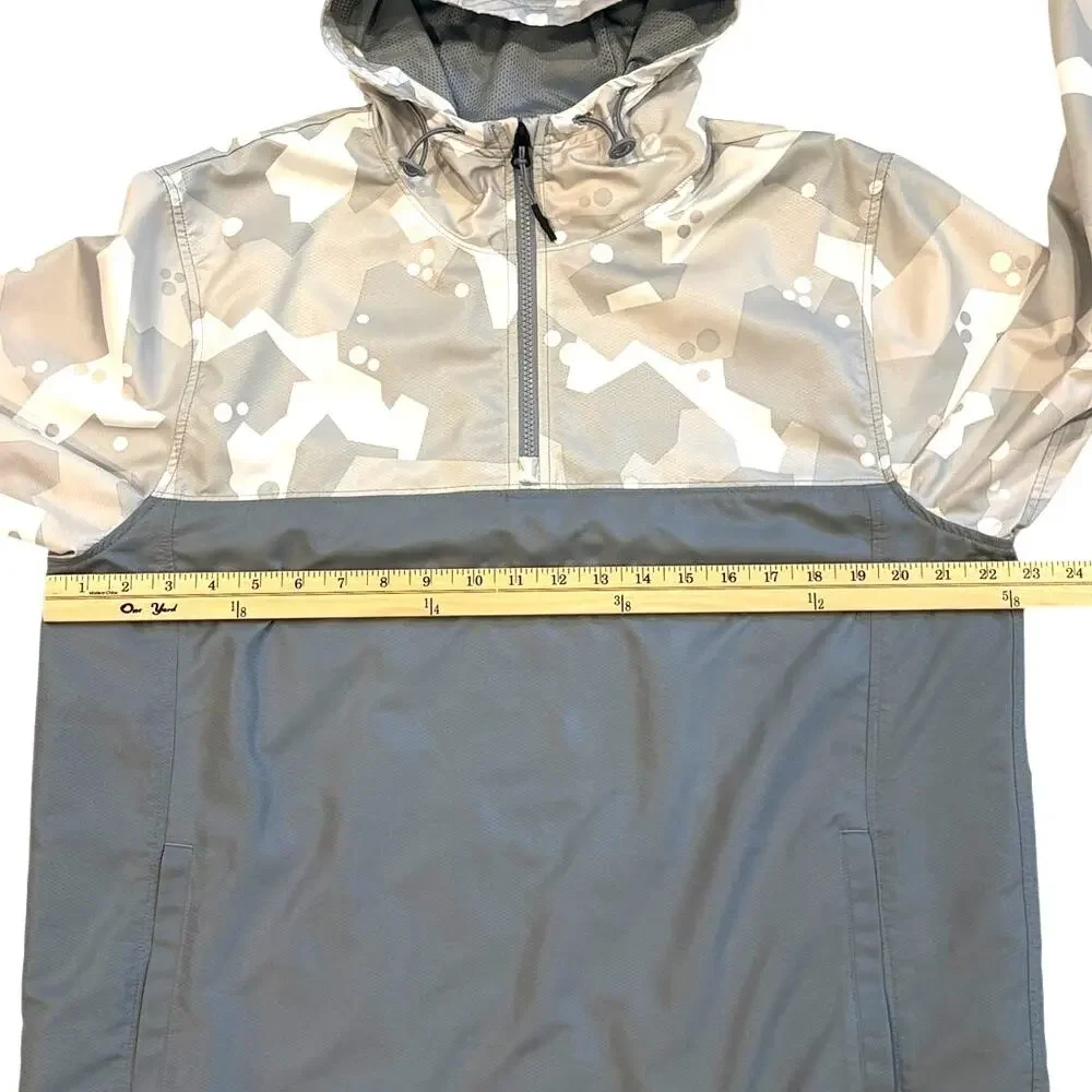 Under Armour Windbreaker Mens Med Gray Camo Hooded Pullover 1/4 Zip Lightweight